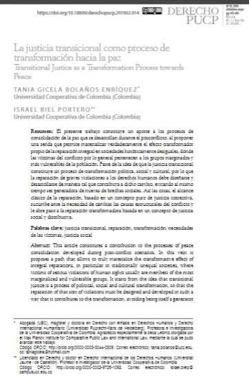 La justicia transicional como proceso de transformación hacia la paz