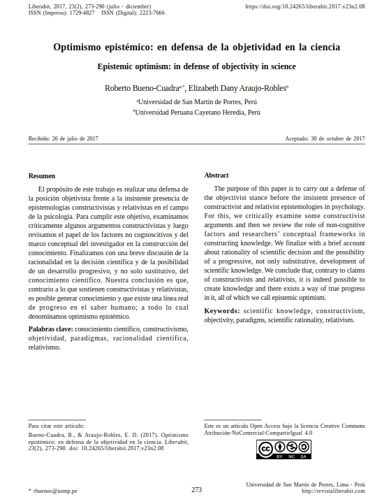 Optimismo epistémico: en defensa de la objetividad en la ciencia