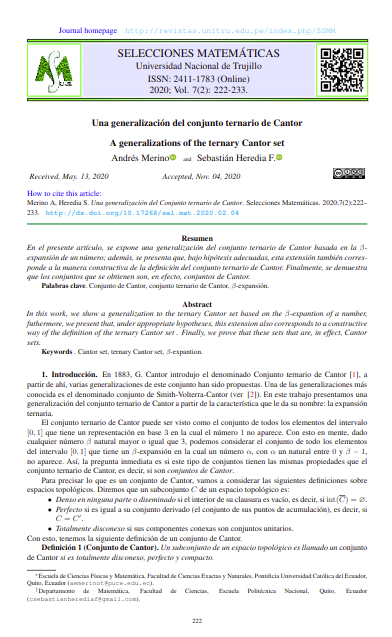 Una generalización del conjunto ternario de Cantor