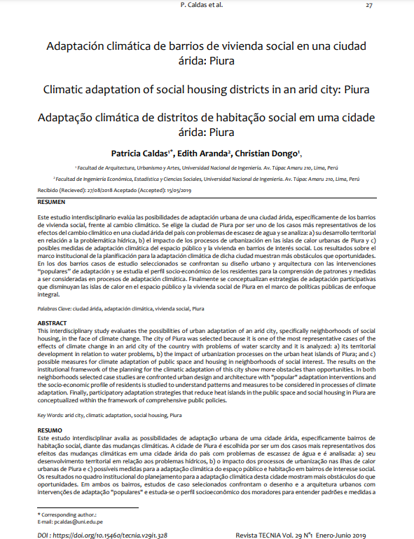 Adaptación climática de barrios de vivienda social en una ciudad árida: Piura