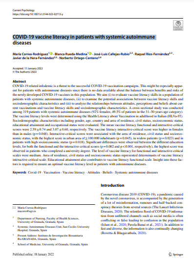 COVID-19 vaccine literacy in patients with systemic autoimmune diseases