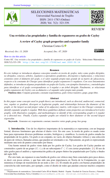 Una revisión a las propiedades y familia de expansores en grafos de Cayley