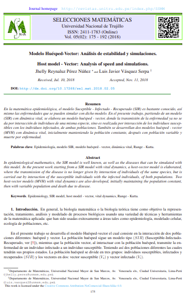 Modelo Huésped-Vector: Análisis de estabilidad y simulaciones