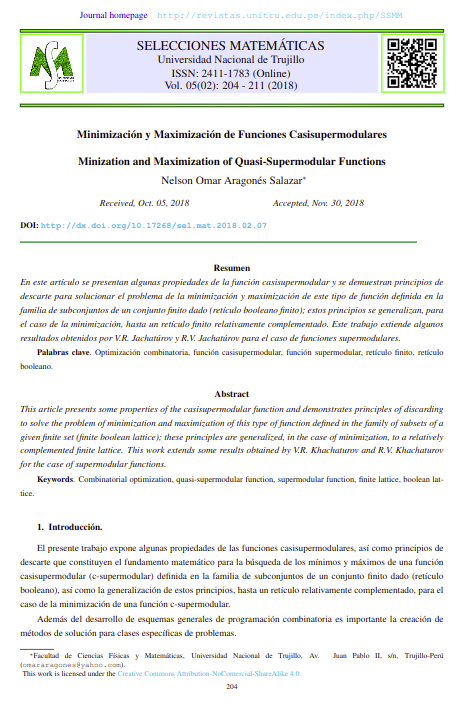 Minimización y Maximización de Funciones Casisupermodulares