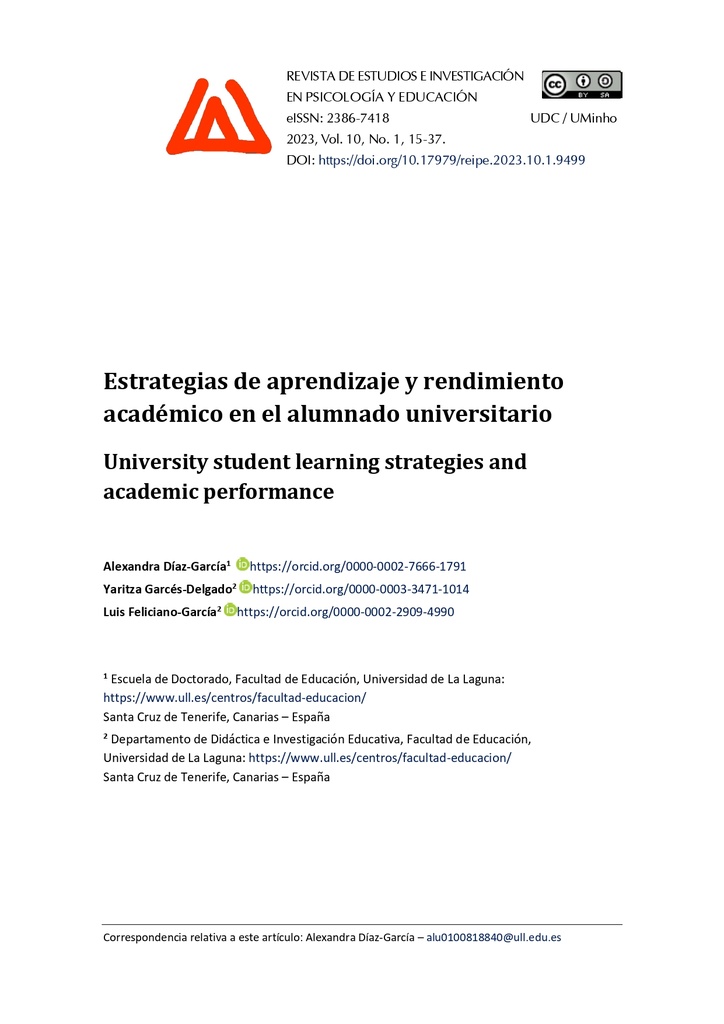 Estrategias de aprendizaje y rendimiento académico en el alumnado universitario