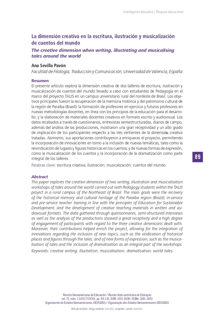 La dimensión creativa en la escritura, ilustración y musicalización de cuentos del mundo