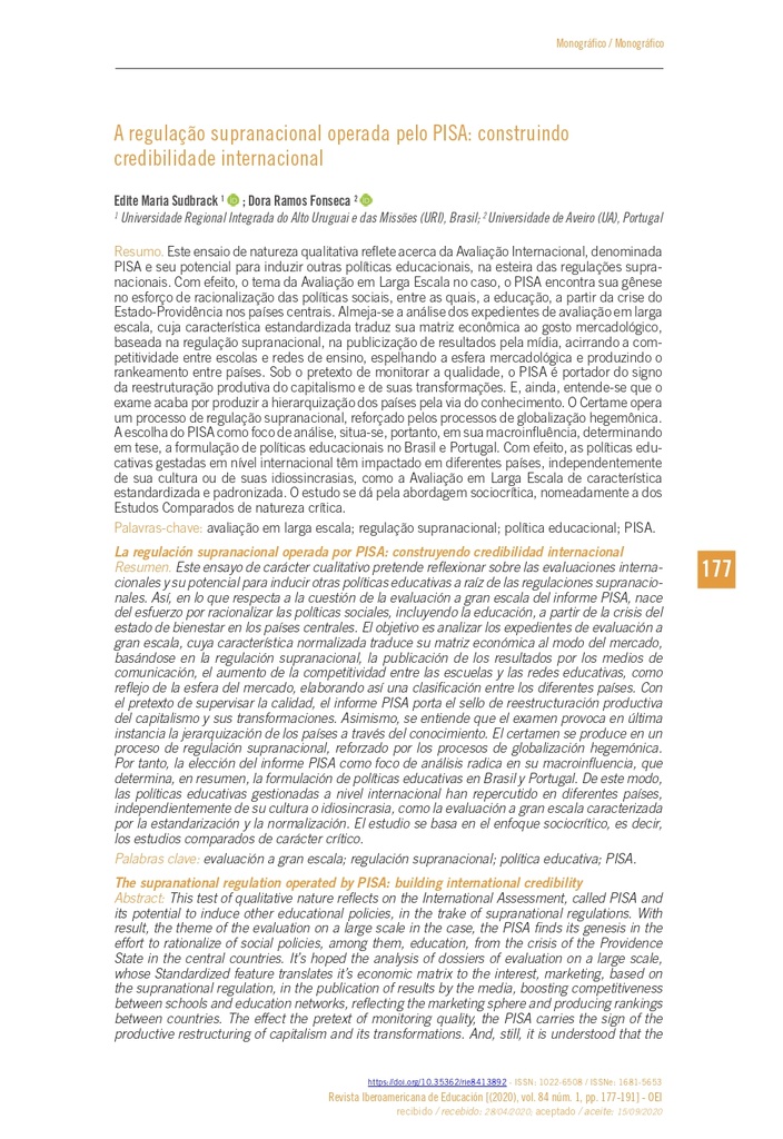 La regulación supranacional operada por PISA: construyendo credibilidad internacional