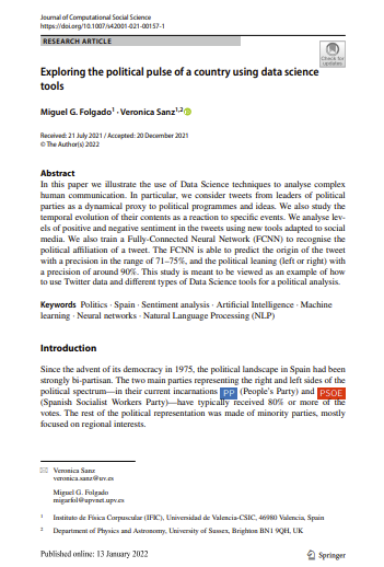 Exploring the political pulse of a country using data science tools