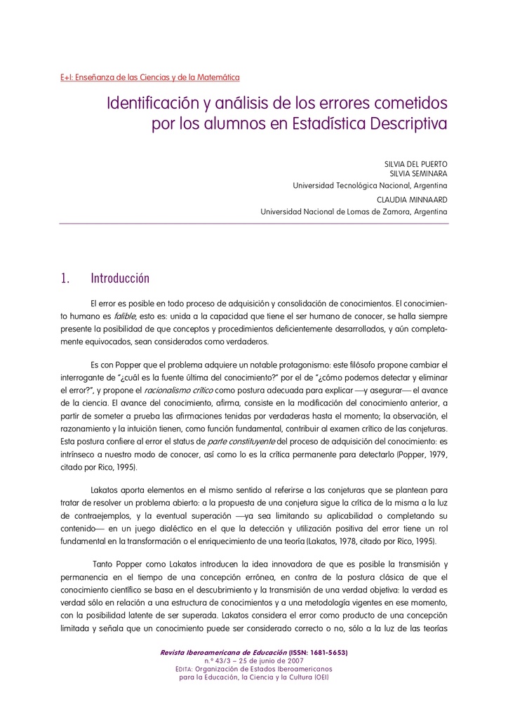 Identificación y análisis de los errores cometidos por los alumnos en Estadística Descriptiva