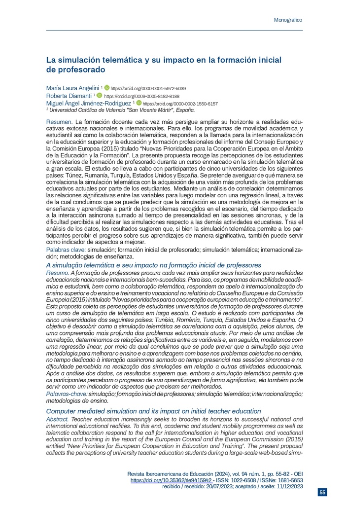La simulación telemática y su impacto en la formación inicial de profesorado
