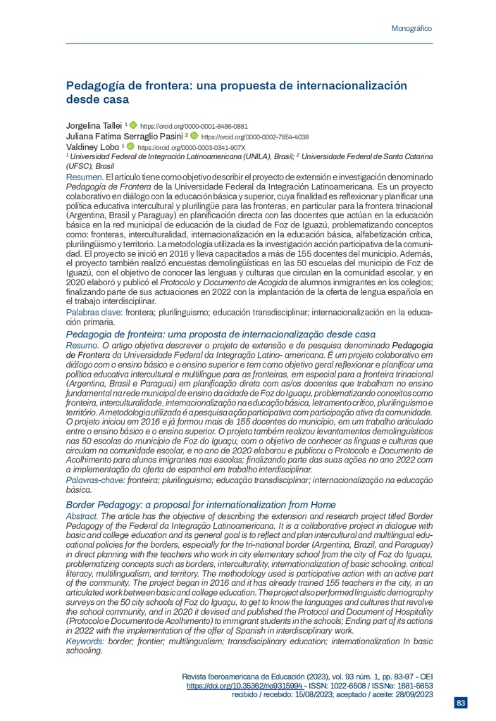 Pedagogía de frontera: una propuesta de internacionalización desde casa