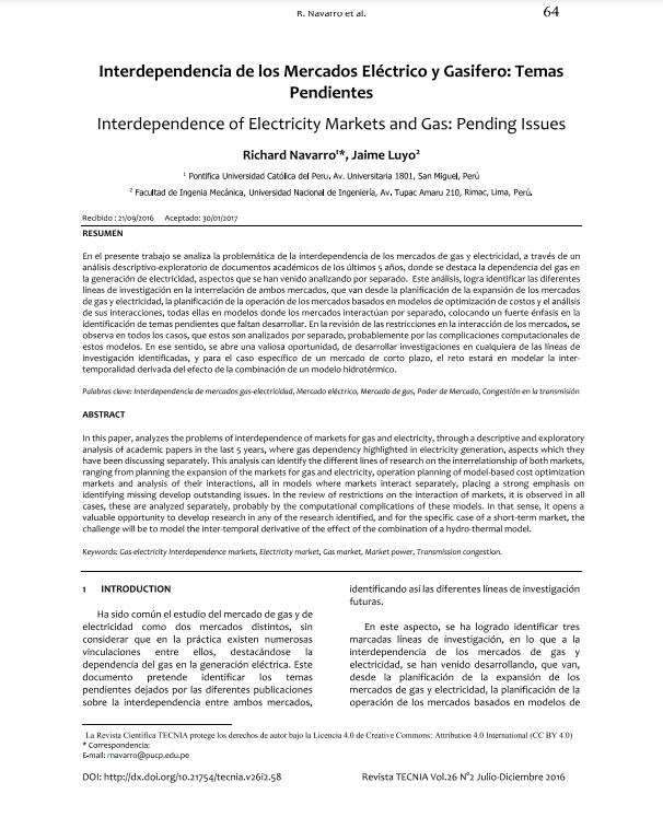 Interdependencia de los Mercados Eléctrico y Gasifero: Temas Pendientes