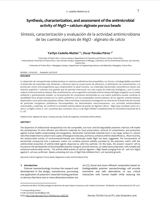 Synthesis, characterization, and assessment of the antimicrobial activity of MgO