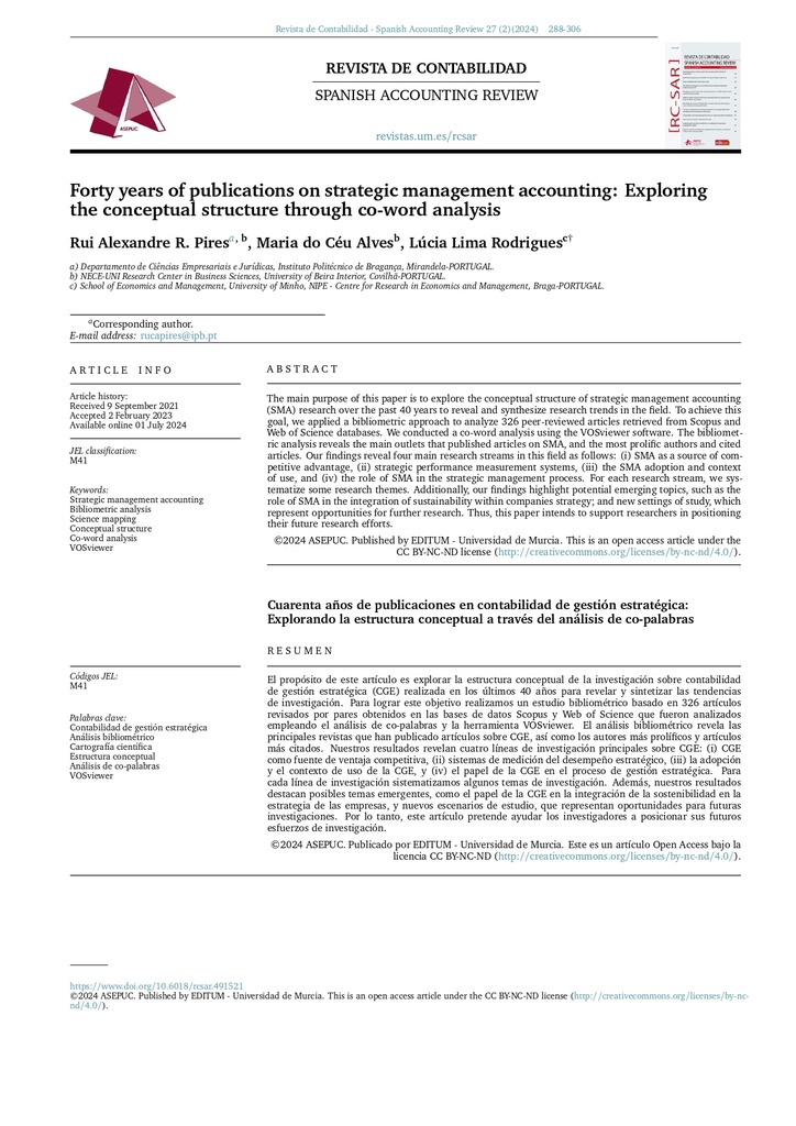 Cuarenta años de publicaciones en contabilidad de gestión estratégica: Explorando la estructura conceptual a través del análisis de co-palabras