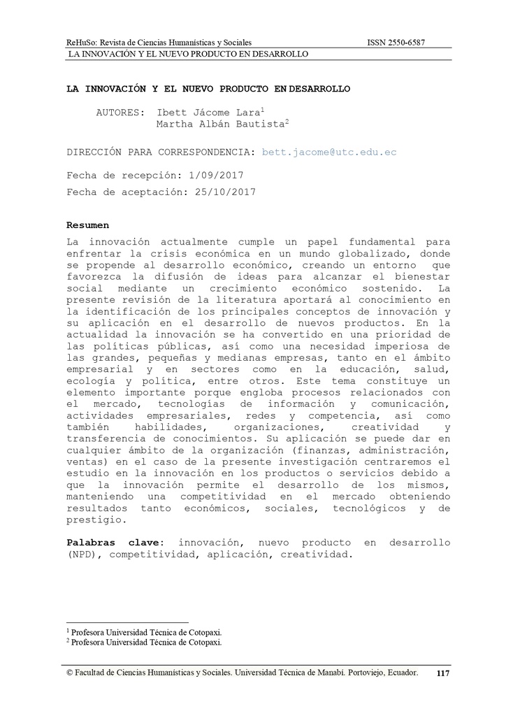 La innovación y el nuevo producto en desarrollo