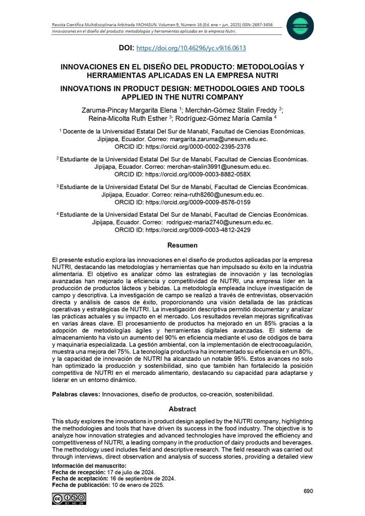 Innovaciones En El Diseño Del Producto: Metodologías Y Herramientas Aplicadas En La Empresa Nutri