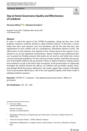 Stay at Home! Governance Quality and Effectiveness of Lockdown