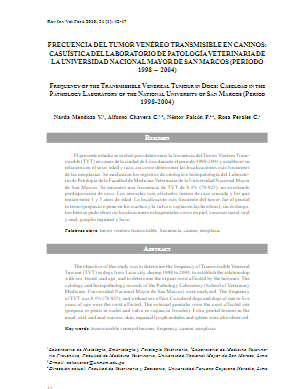 FRECUENCIA DEL TUMOR VENÉREO TRANSMISIBLE EN CANINOS