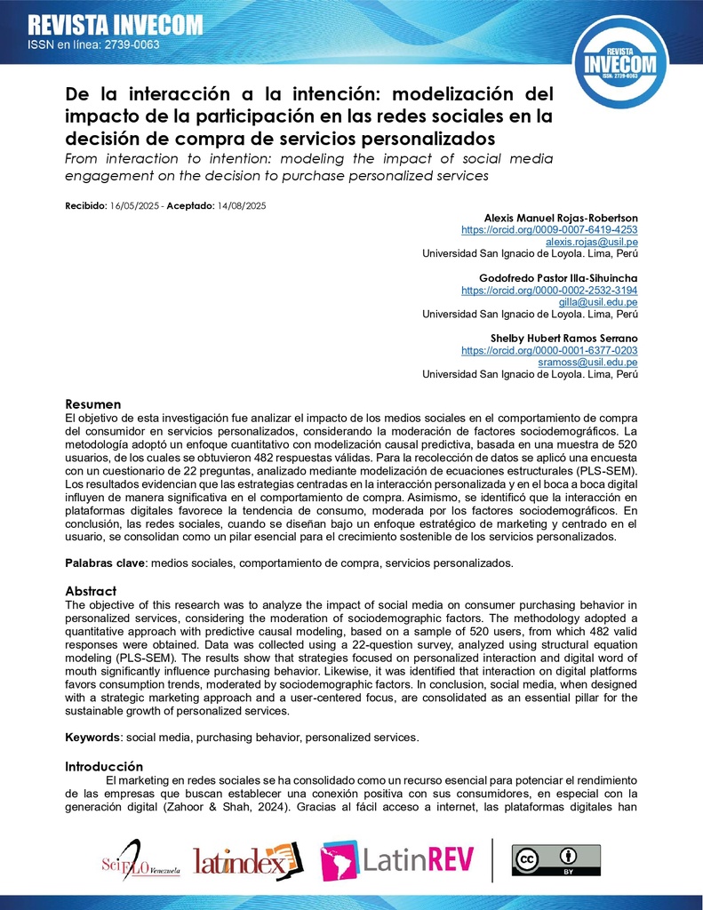 De la interacción a la intención: modelización del impacto de la participación en las redes sociales en la decisión de compra de servicios personalizados