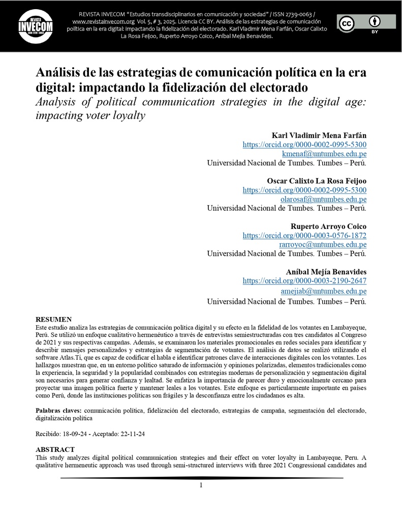 Análisis de las estrategias de comunicación política en la era digital: impactando la fidelización del electorado