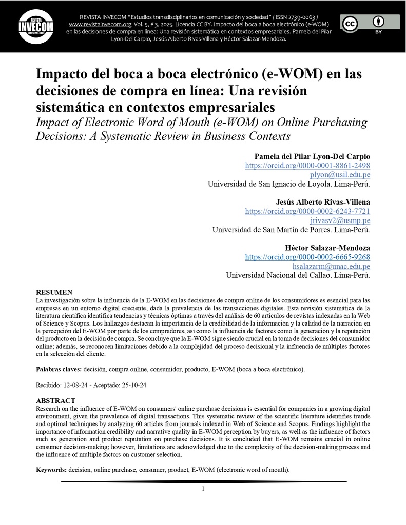 Impacto del boca a boca electrónico (e-WOM) en las decisiones de compra en línea: Una revisión sistemática en contextos empresariales