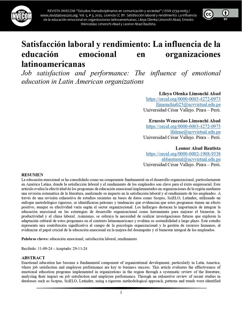 Satisfacción laboral y rendimiento: La influencia de la educación emocional en organizaciones latinoamericanas