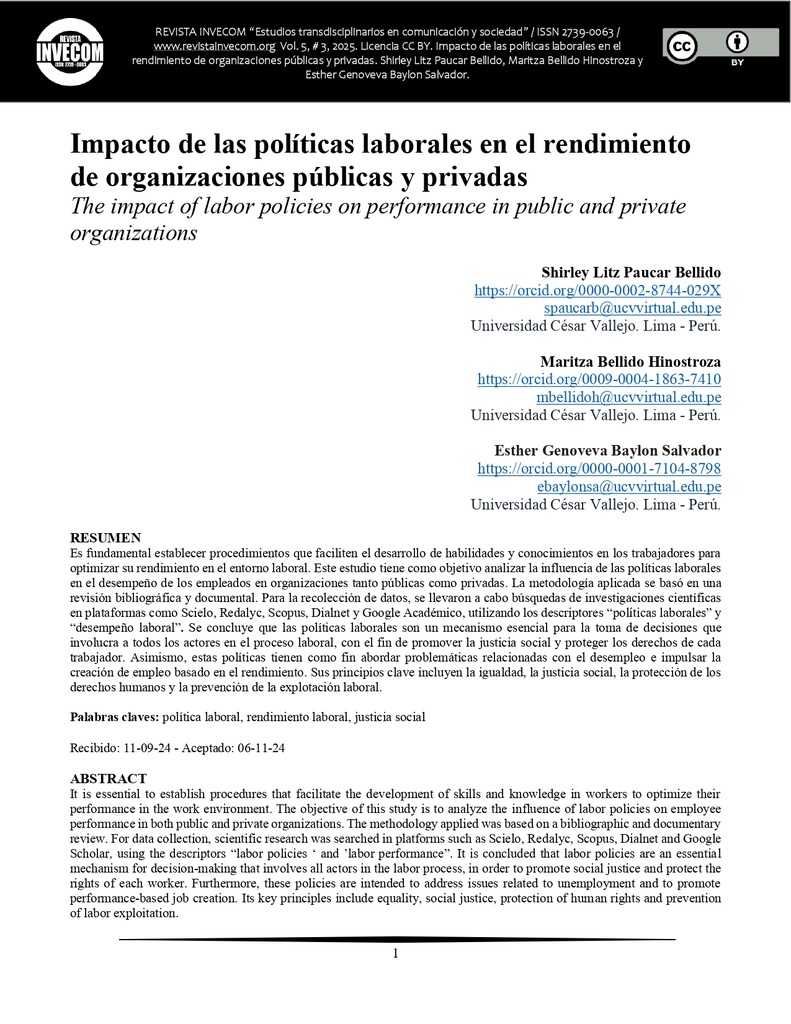 Impacto de las políticas laborales en el rendimiento de organizaciones públicas y privadas