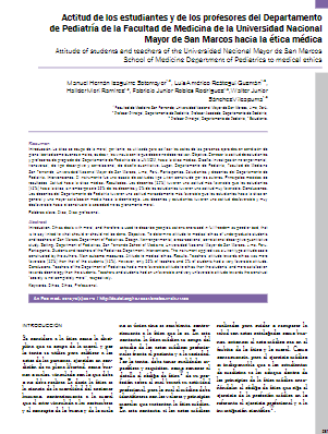 Actitud de los estudiantes y de los profesores del Departamento de Pediatría de la Facultad de Medicina