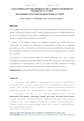 Caracterización del problema de la gestión de residuos sólidos en la UNMSM