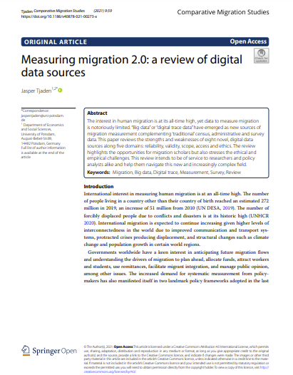 Measuring migration 2.0: a review of digital data sources