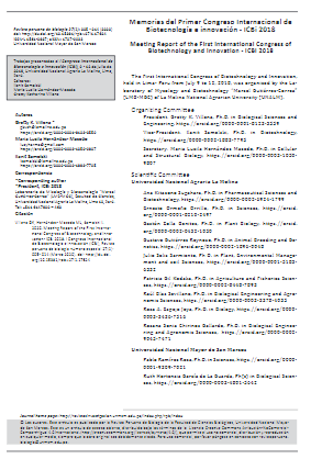 Memorias del Primer Congreso Internacional de Biotecnología e innovación - ICBi 2018