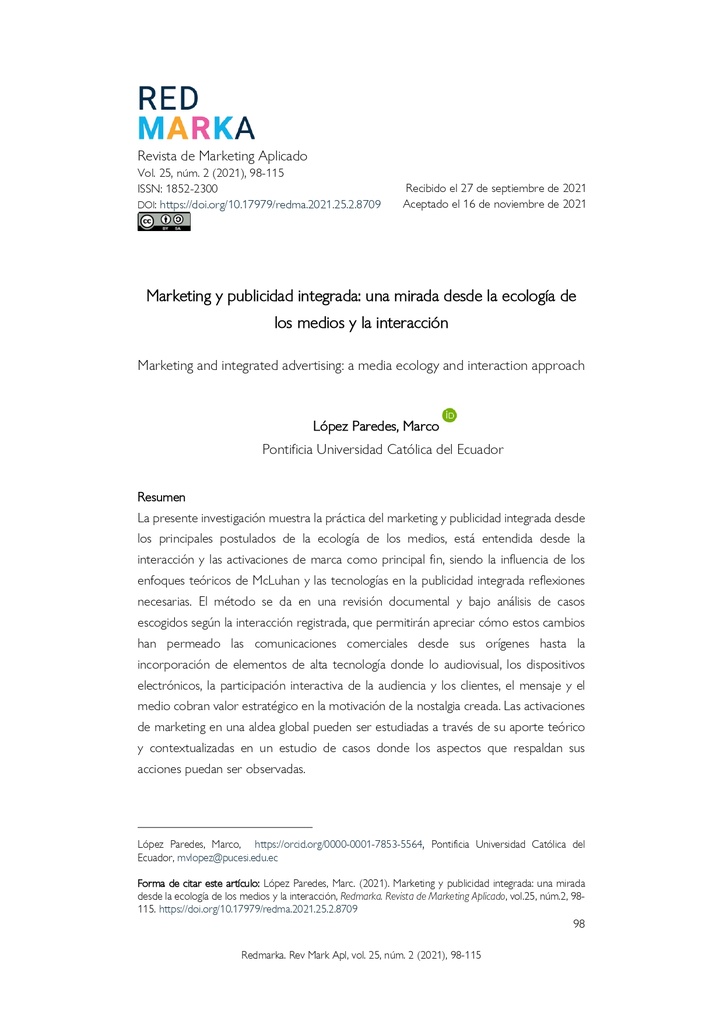 Marketing y publicidad integrada: una mirada desde la ecología de los medios y la interacción