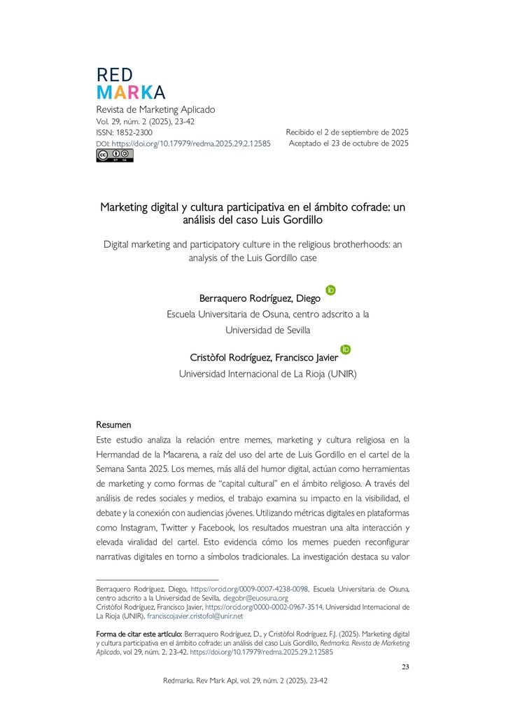 Marketing digital y cultura participativa en el ámbito cofrade: un análisis del caso Luis Gordillo