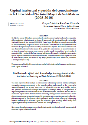 Capital intelectual y gestion del conocimiento en la UNMSM