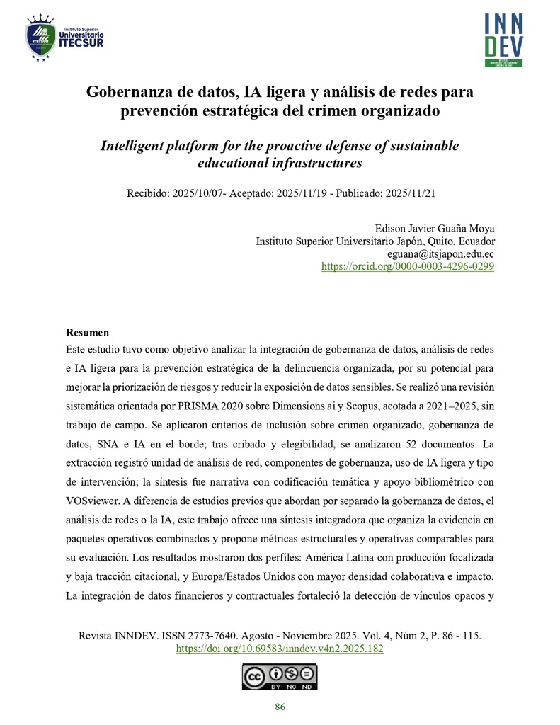 Gobernanza de datos, IA ligera y análisis de redes para prevención estratégica del crimen organizado