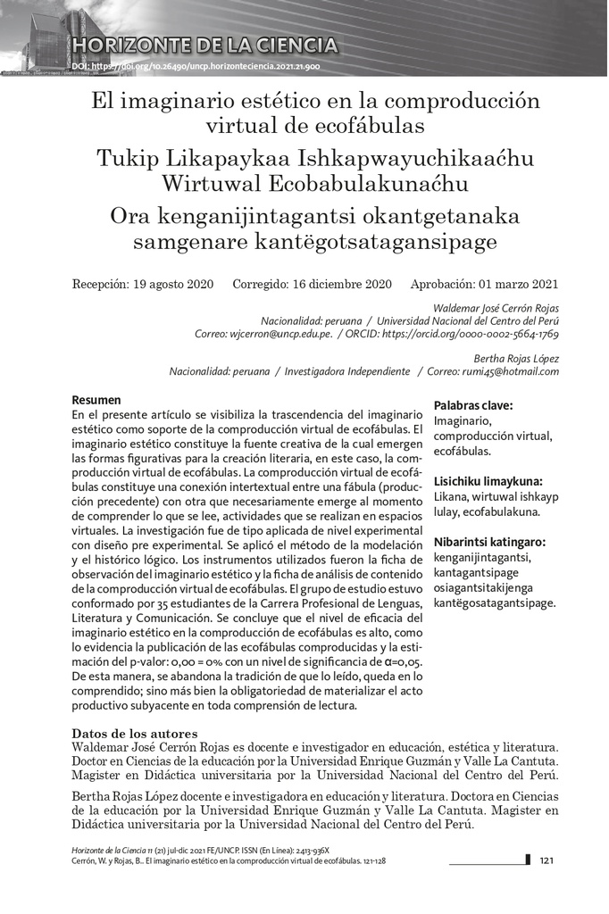 El imaginario estético en la comproducción virtual de ecofábulas
