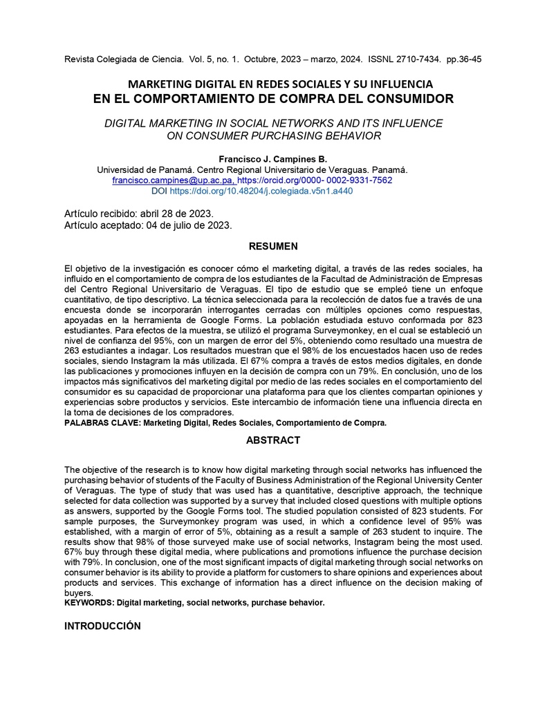 Marketing Digital En Redes Sociales Y Su Influencia En El Comportamiento De Compra Del Consumidor