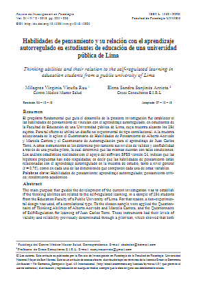 Habilidades de pensamiento y su relación con el aprendizaje autorregulado en estudiantes de educación