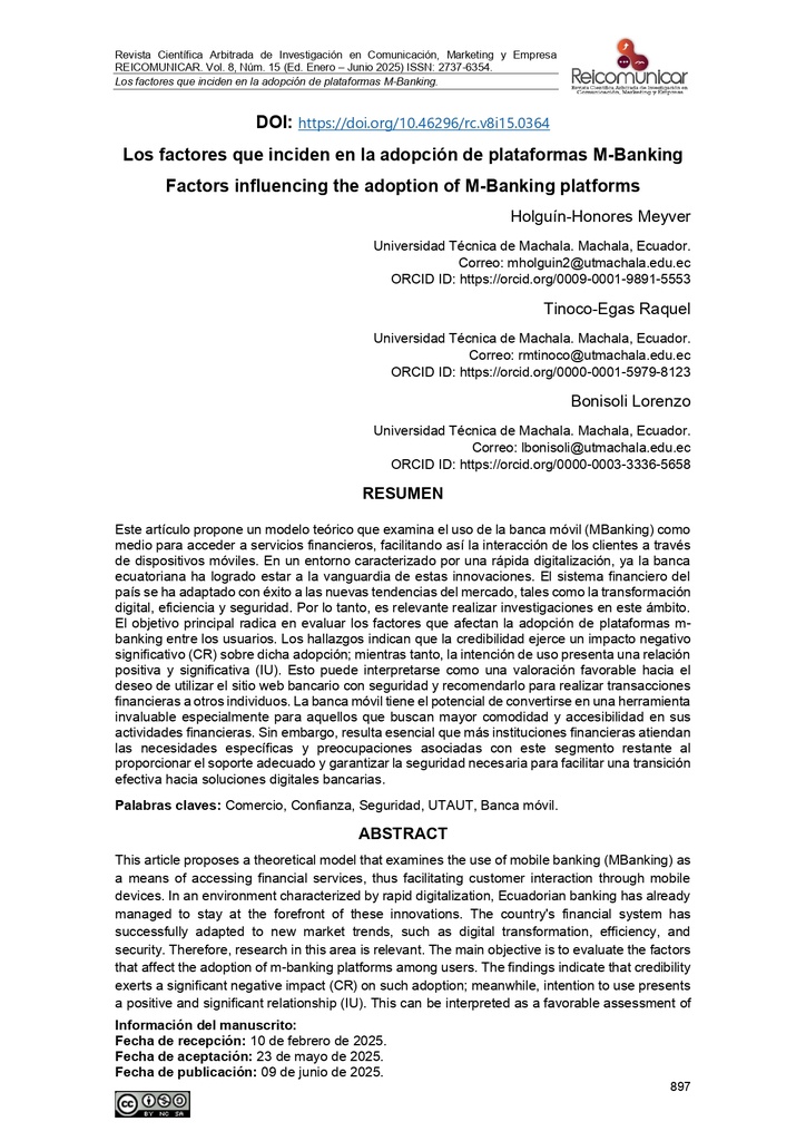 Los factores que inciden en la adopción de plataformas M-Banking