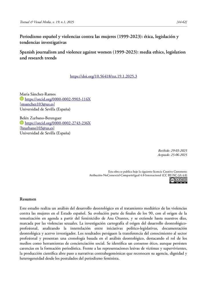 Periodismo español y violencias contra las mujeres (1999-2023): ética, legislación y tendencias investigativas