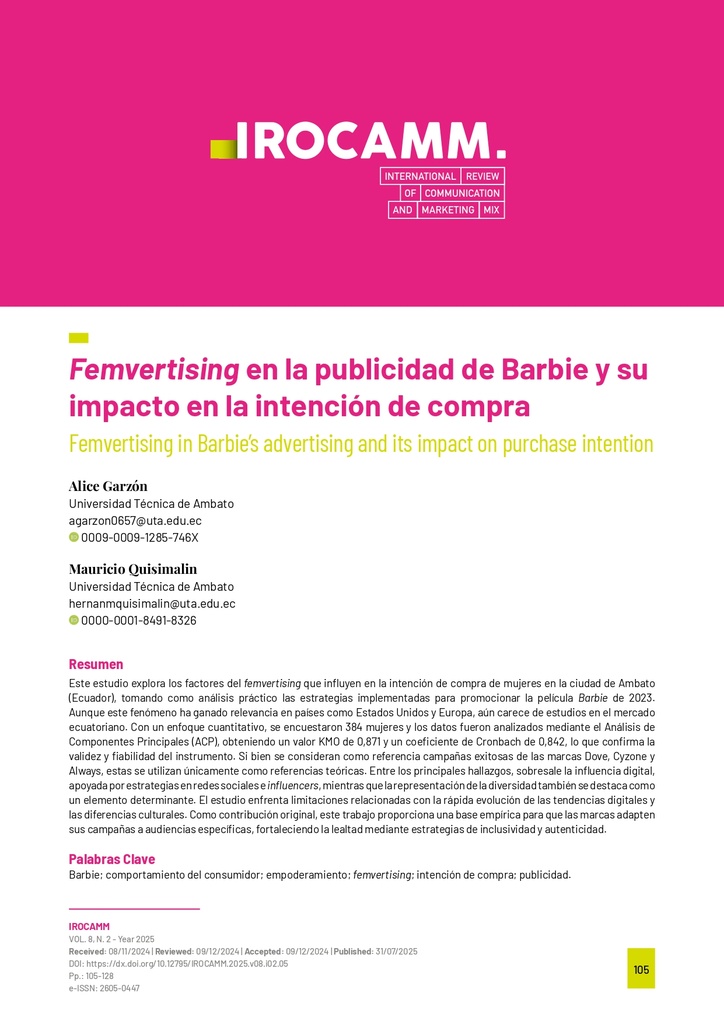 Femvertising en la publicidad de Barbie y su impacto en la intención de compra