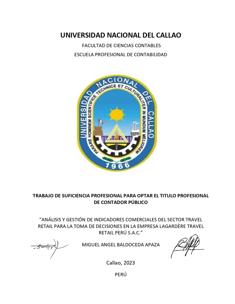Análisis y gestión de indicadores comerciales del sector travel retail para la toma de decisiones en la empresa Lagardére Travel Retail Perú S.A.C.