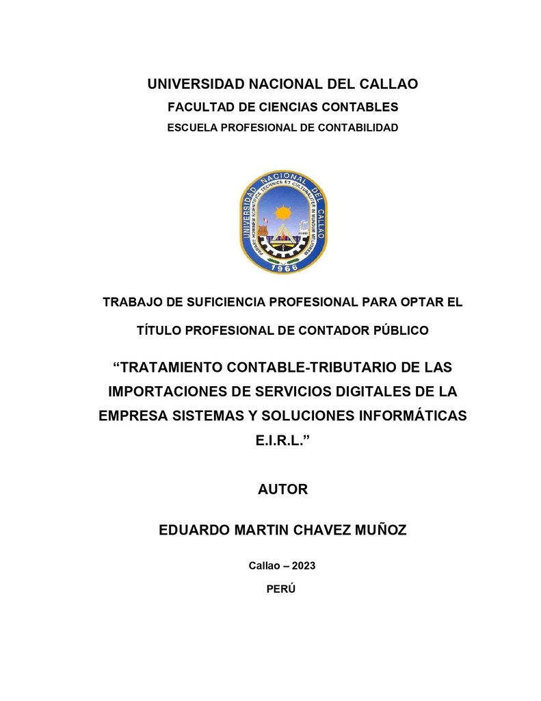 Tratamiento contable-tributario de las importaciones de servicios digitales de la Empresa Sistemas y Soluciones Informáticas E.I.R.L.