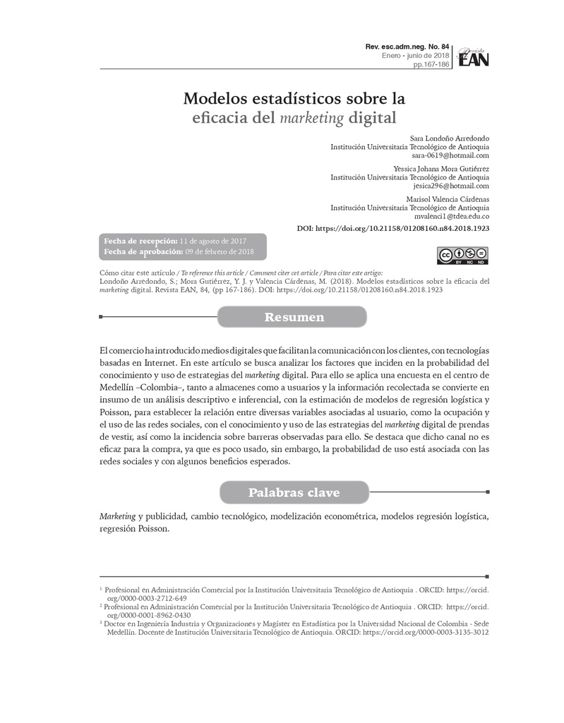 Modelos estadísticos sobre la eficacia del marketing digital