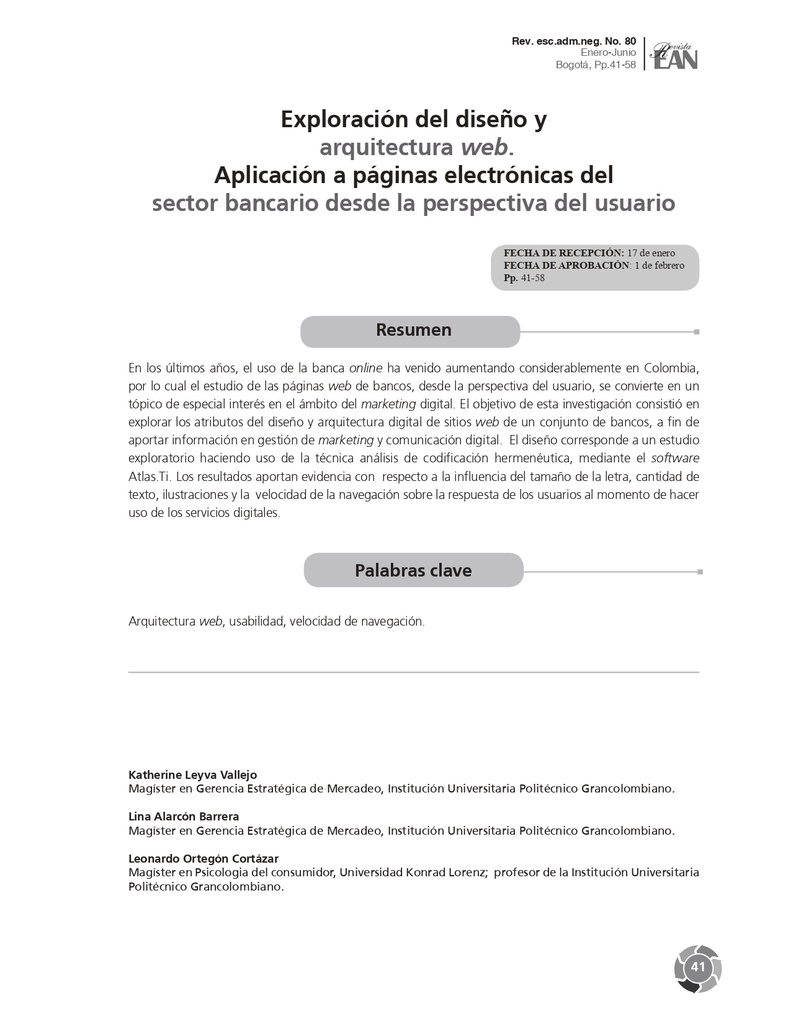 Exploración del diseño y arquitectura web. Aplicación a páginas electrónicas del sector bancario desde la perspectiva del usuario