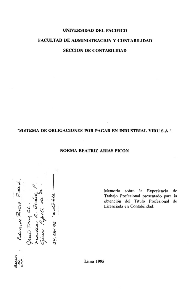 Sistema de obligaciones por pagar en Industrial Virú S.A.