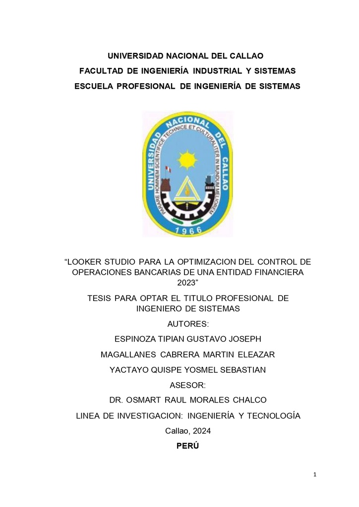 Looker Studio para la optimización del control de operaciones bancarias de una entidad financiera 2023