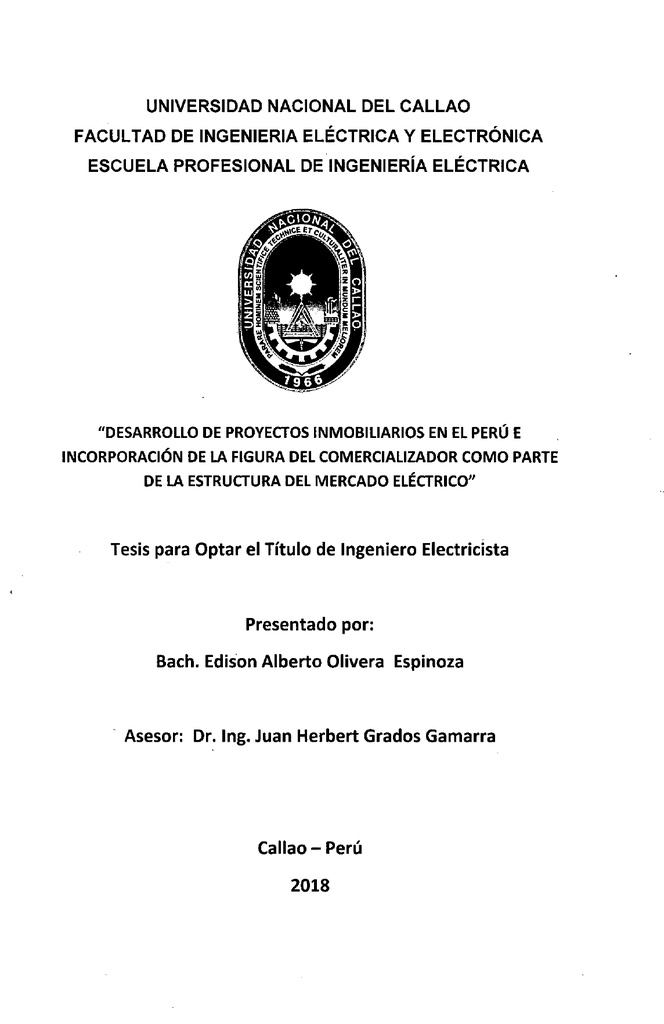 “Desarrollo de proyectos inmobiliarios en el Perú e incorporación de la figura del comercializador como parte de la estructura del Mercado Eléctrico“