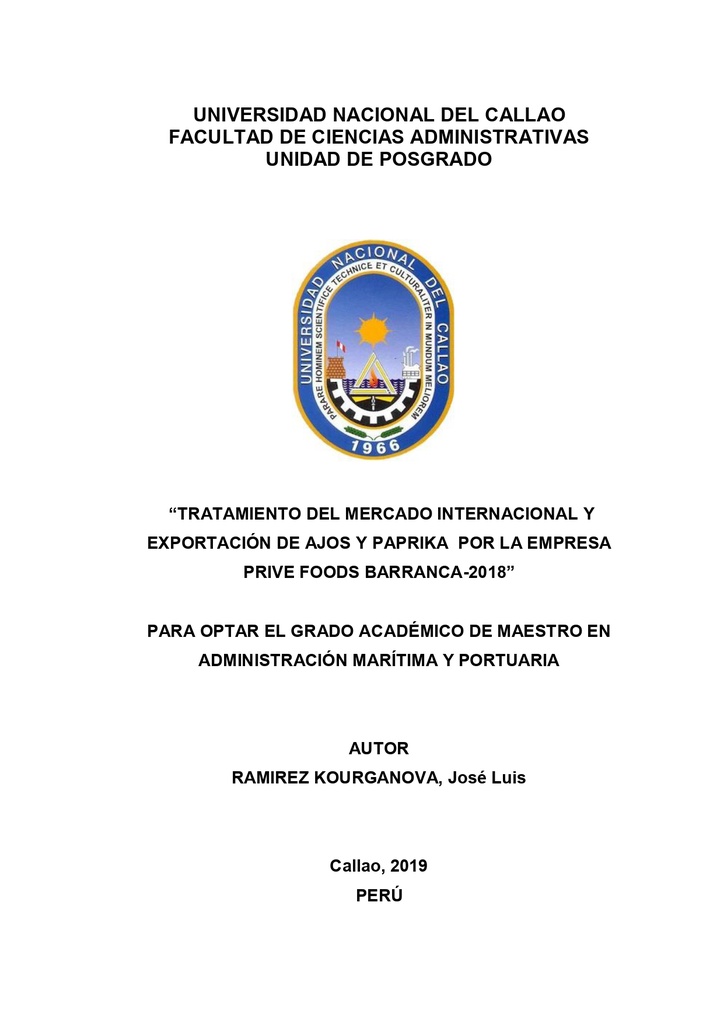 Tratamiento del mercado internacional y exportación de ajos y paprika por la empresa prive Foods Barranca-2018