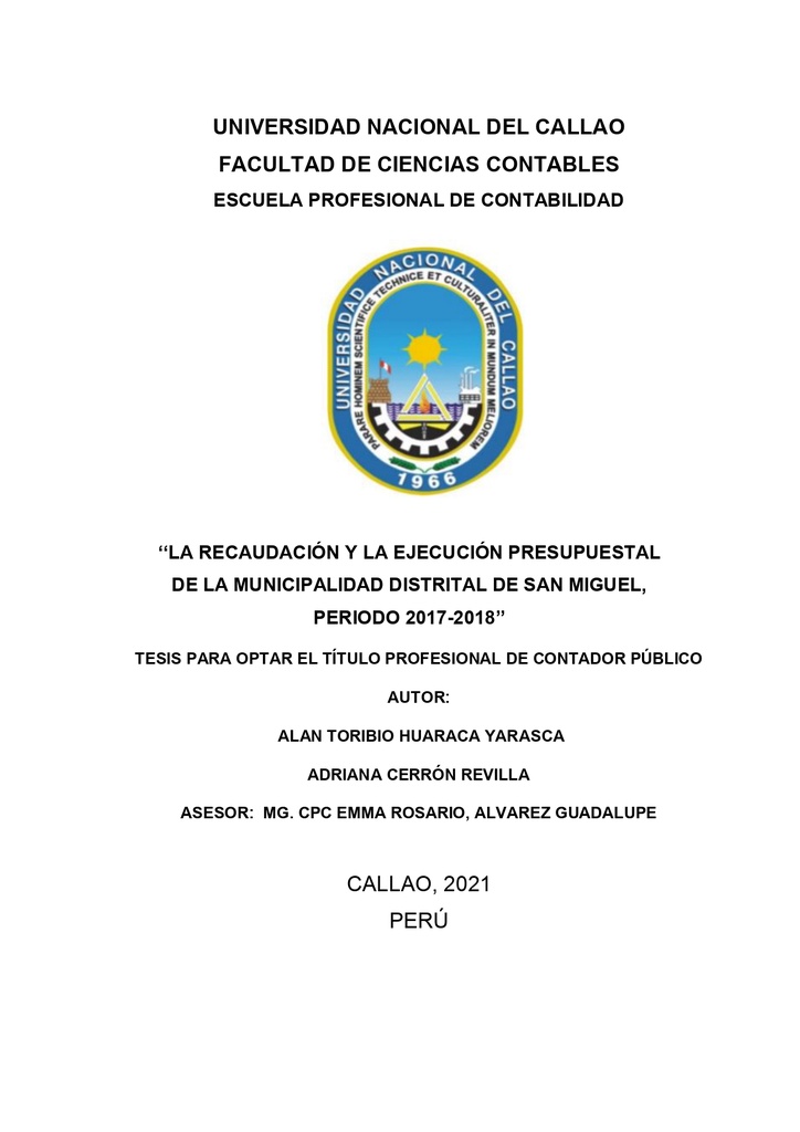 La recaudación y la ejecución presupuestal de la Municipalidad Distrital de San Miguel, periodo 2017-2018